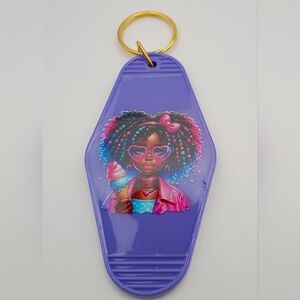 Motel Room Keychain Metro Inspired Purple Black Girl Keyring Key Tag Gift New